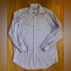 Thomas Pink Blue and White Striped Dress Shirt